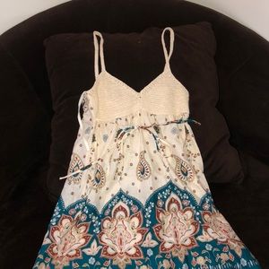 Knit top, cream/tan sundress, worn once